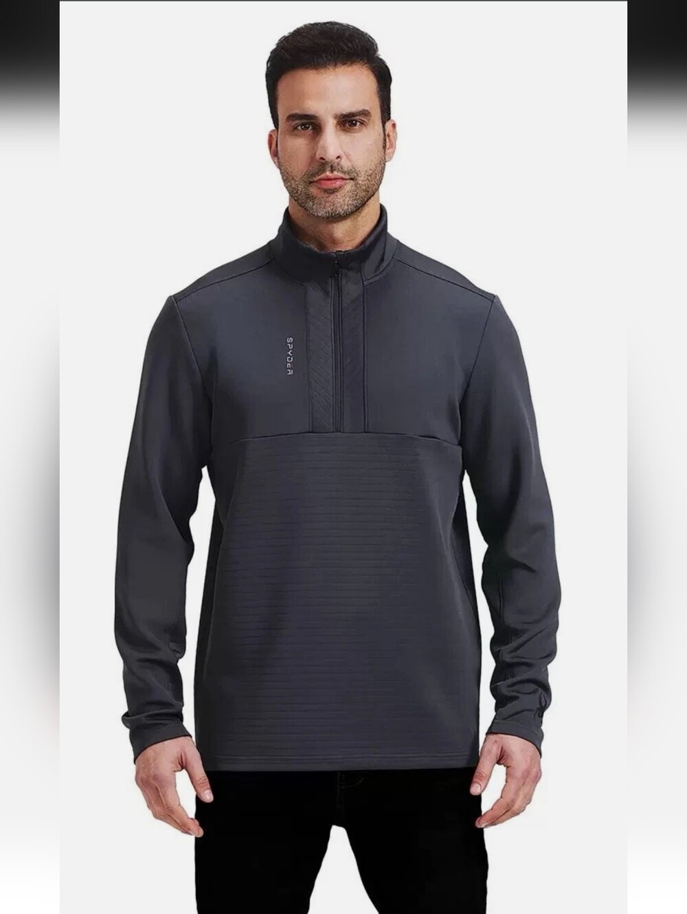Spyder Mens Quarter Zip LS Sweater  - Like New - Grey XXL